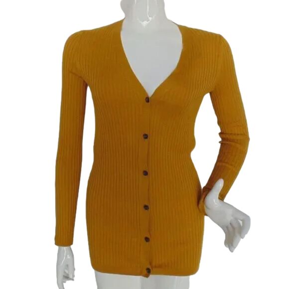 VERA WANG Lavender Label Sweater, S, Mustard yellow, Silk & Cashmere, Ribbed - Picture 1 of 15